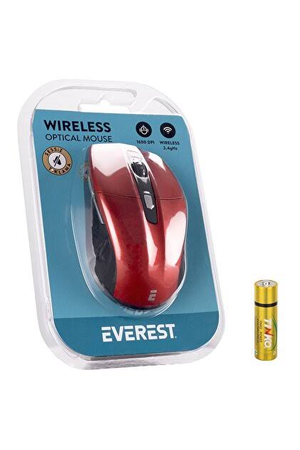 Everest SM-861 Usb Kırmızı 800/1200/1600dpi Süper Sessiz Kablosuz Mouse