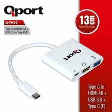 Qport Q-TH03 Type-C To HDMI 4K(3840*2160) +USB 3.0+Type-C (F) 4K Çevirici Converter