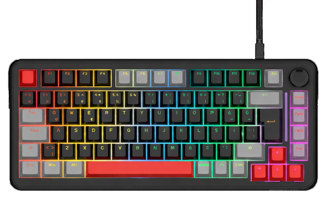 Quantum Gaming MechaCore RGB Mekanik, OUTEMU Hot-Swap Switch, Gasket 5 Yapı Gaming Klavye