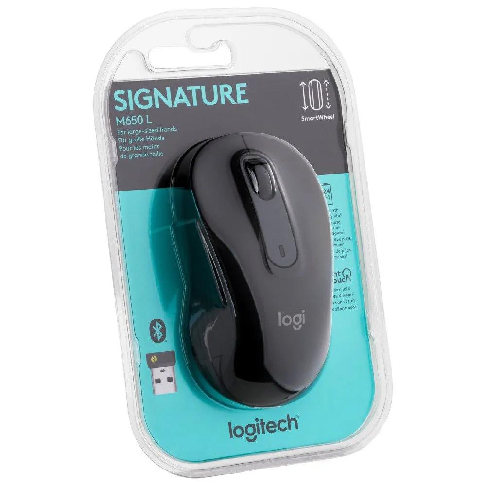 Logitech M650 L Signature Kablosuz Mouse Siyah 910-006236 Sağ El iİçin, Büyük Boy, Bluetooth, 5 tuşlu, Geri dönüştürülmü