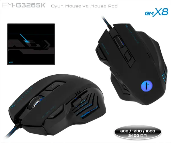 Frisby Fm-G3265k X8 Gaming Mouse+Pad
