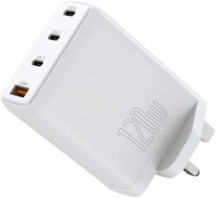 WIWU TR257-AUK 120W 4 in 1 Mini GaN Quick Charger, UK Plug(White)