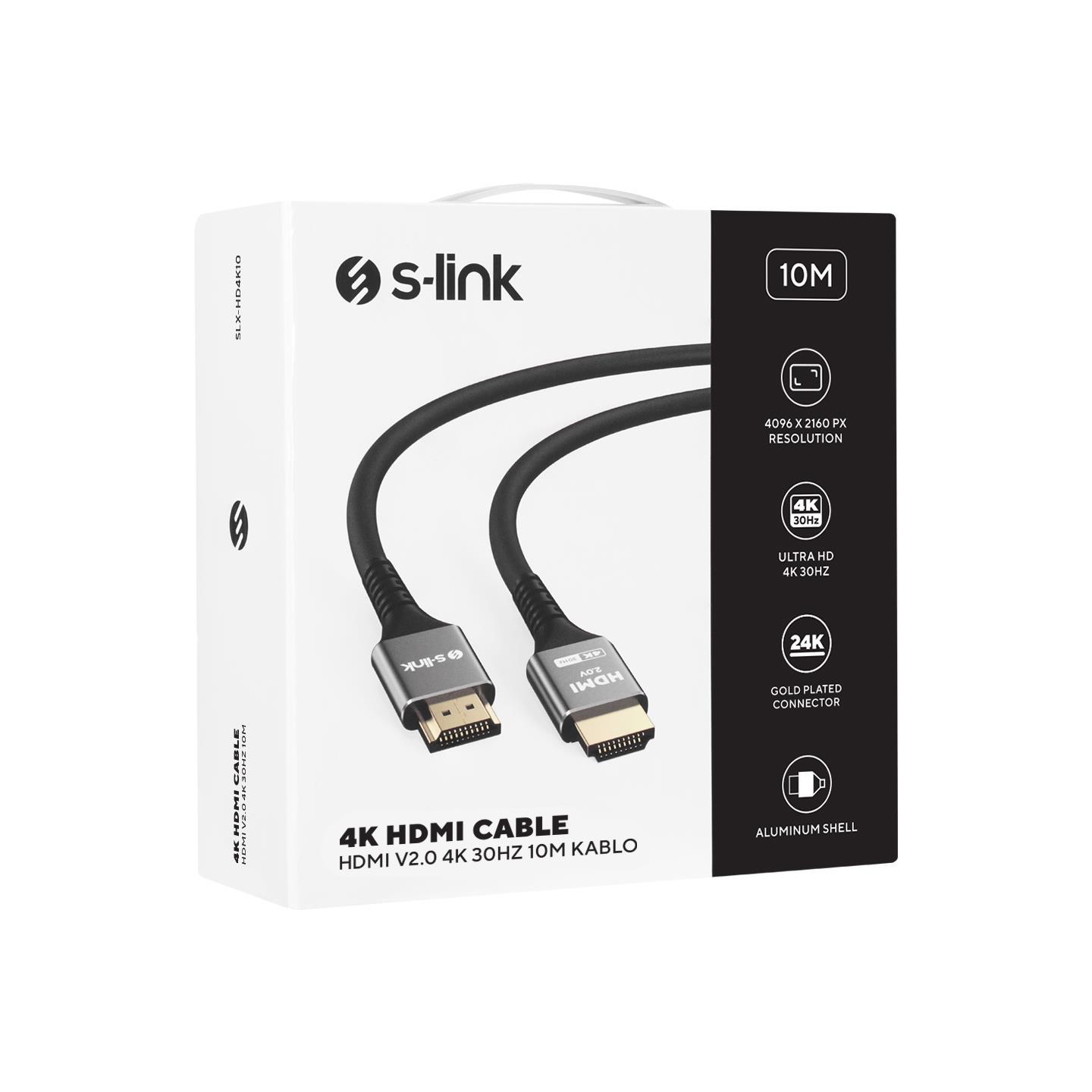 S-link SL-H4K10 19+1 HDMI to HDMI 10 m Gold 1080p v1.4 3D Kablo