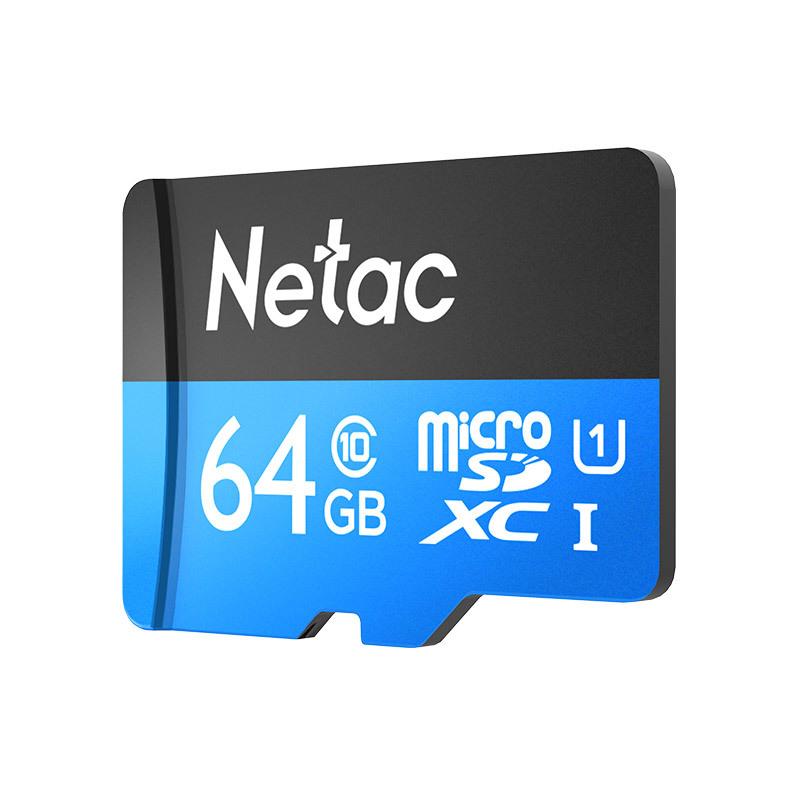 Netac P500 64GB MicroSDXC U3/C10 NT02P500STN-064G-R U1/C10 up to 90MB/s, SD Adapter