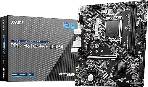 MSI PRO H610M-G DDR4 SOKET 1700 3200(OC) PCI-E Gen 4 ,M.2 USB3.2 1x 1G LAN Matx