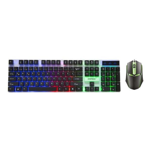 Everest Km-191 Entry Siyah Usb Gökkuşağı Aydınlatmalı Q Gaming Oyuncu Klavye Mouse Set KM-191 ENTRY
