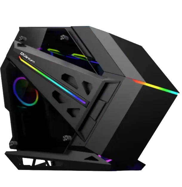 Quantum Gaming Ironclad USB3.0 HD Audio 6x ARGB Fan Full Size ATX Temperli Cam 1.0mm Siyah Çelik Gövde PSU'SUZ Gaming Masaüstü Kasa