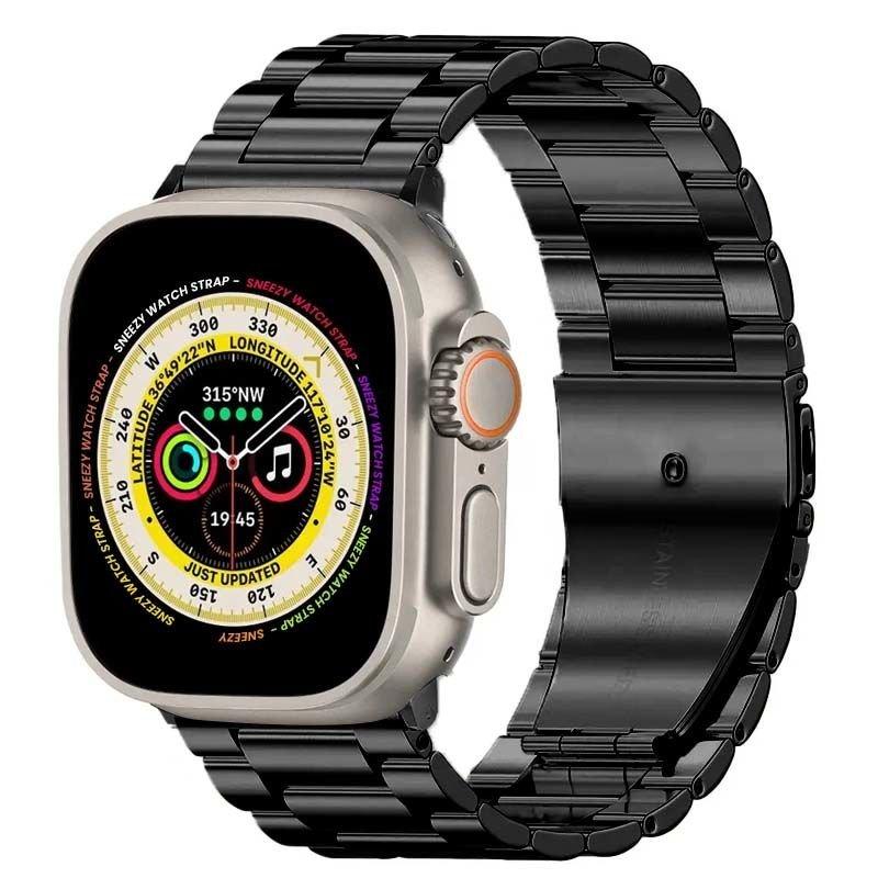 AktarMobile Apple Watch Ultra 49 mm Uyumlu Metal Kordon Premium Paslanmaz Çelik Kayış - Siyah