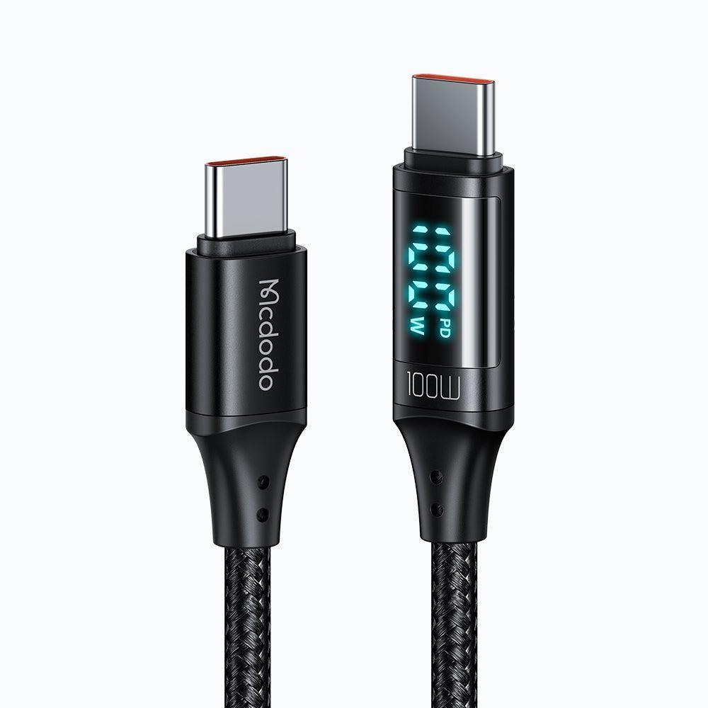 Mcdodo CA-1100 100W Type-C To Type-C Dijital Ekran Hızlı Data/şarj Kablosu 1.2m-Siyah