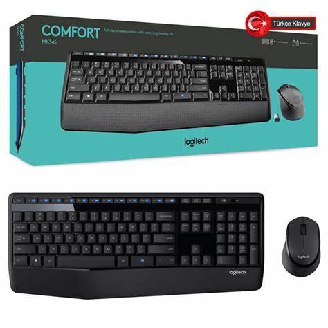 Logitech MK345 Klavye Mouse Set Kablosuz Siyah 920-006514 Multimedya,Tam Boyutlu Tuş Düzeni