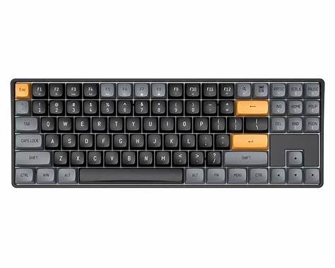 AIGO A87 Siyah İngilizce Q Mekanik Klavye Yellow Switch Yellow Switch,150cm USB Type C kablo,1200mA lityum pil, 89 Tuşlu