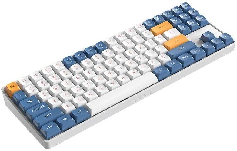 AIGO A87 Mavi İngilizce Q Mekanik Klavye Yellow Switch Yellow Switch,150cm USB Type C kablo,1200mA lityum pil, 89 Tuşlu