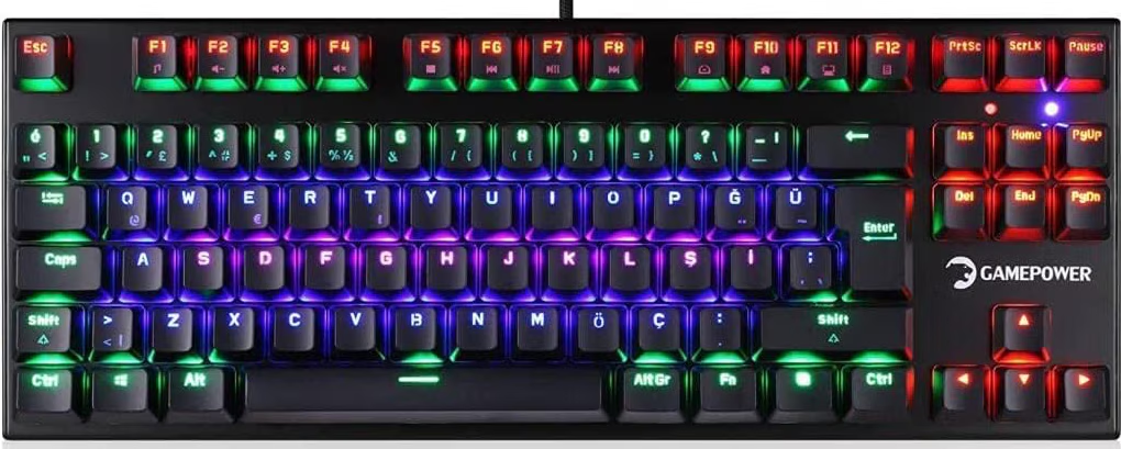 GamePower Warlock Compact Mekanik Red Switch Türkçe Q USB Gaming Klavye