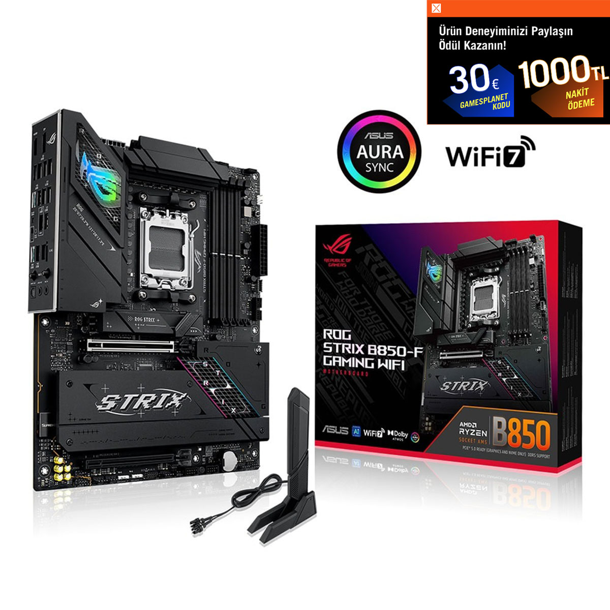 Asus ROG STRIX B850-F GAMING WIFI AMD AM5 DDR5 8000 DP HDMI 4xM2 USB3.2 ATX