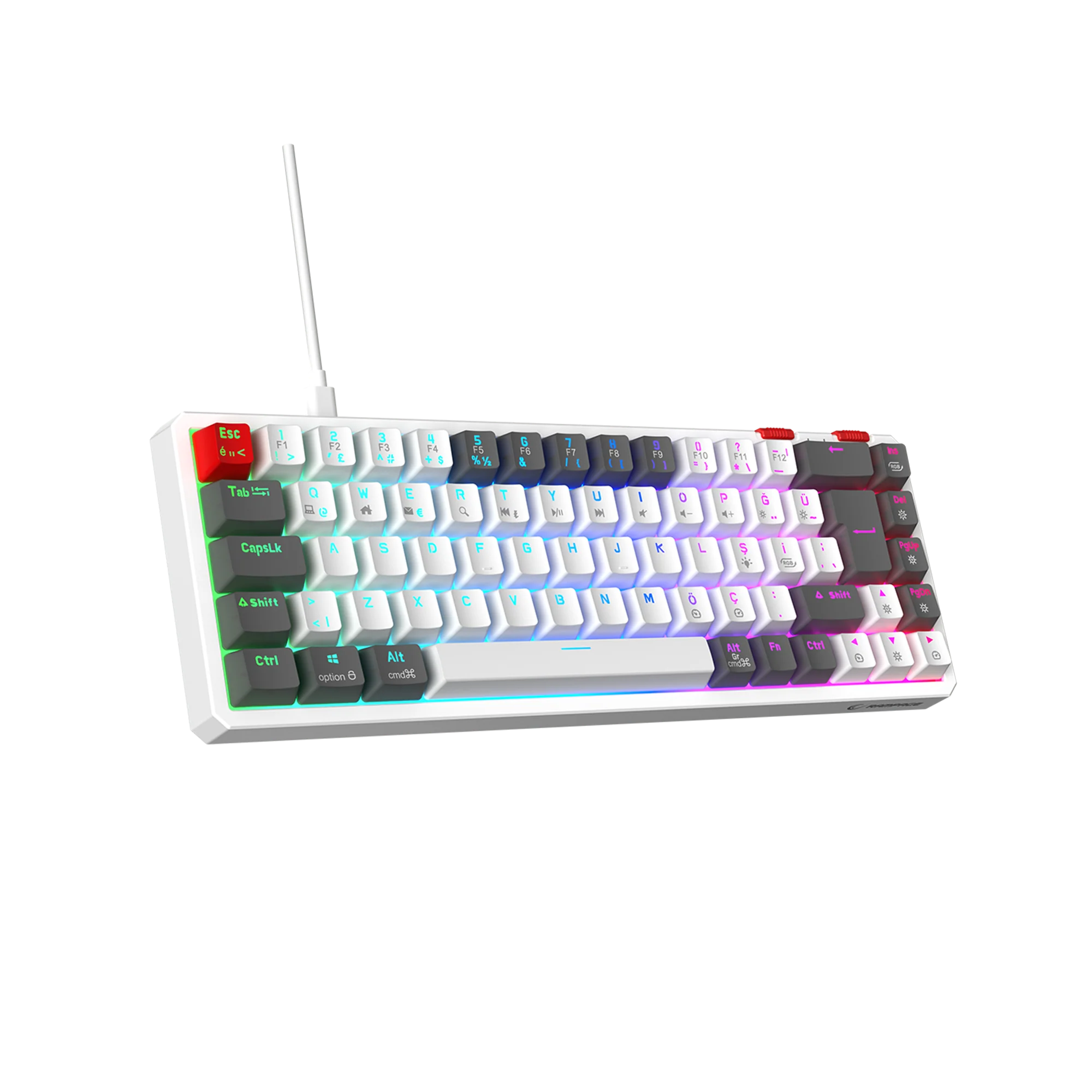 Rampage YORU MINI Beyaz/Gri OUTEMU Red Swich Q Mekanik Oyuncu Klavyesi
