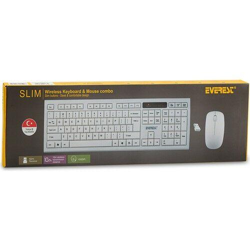 Everest KM-6121 Beyaz Kablosuz Q Slim Klavye + Mouse Set 1000 DPI