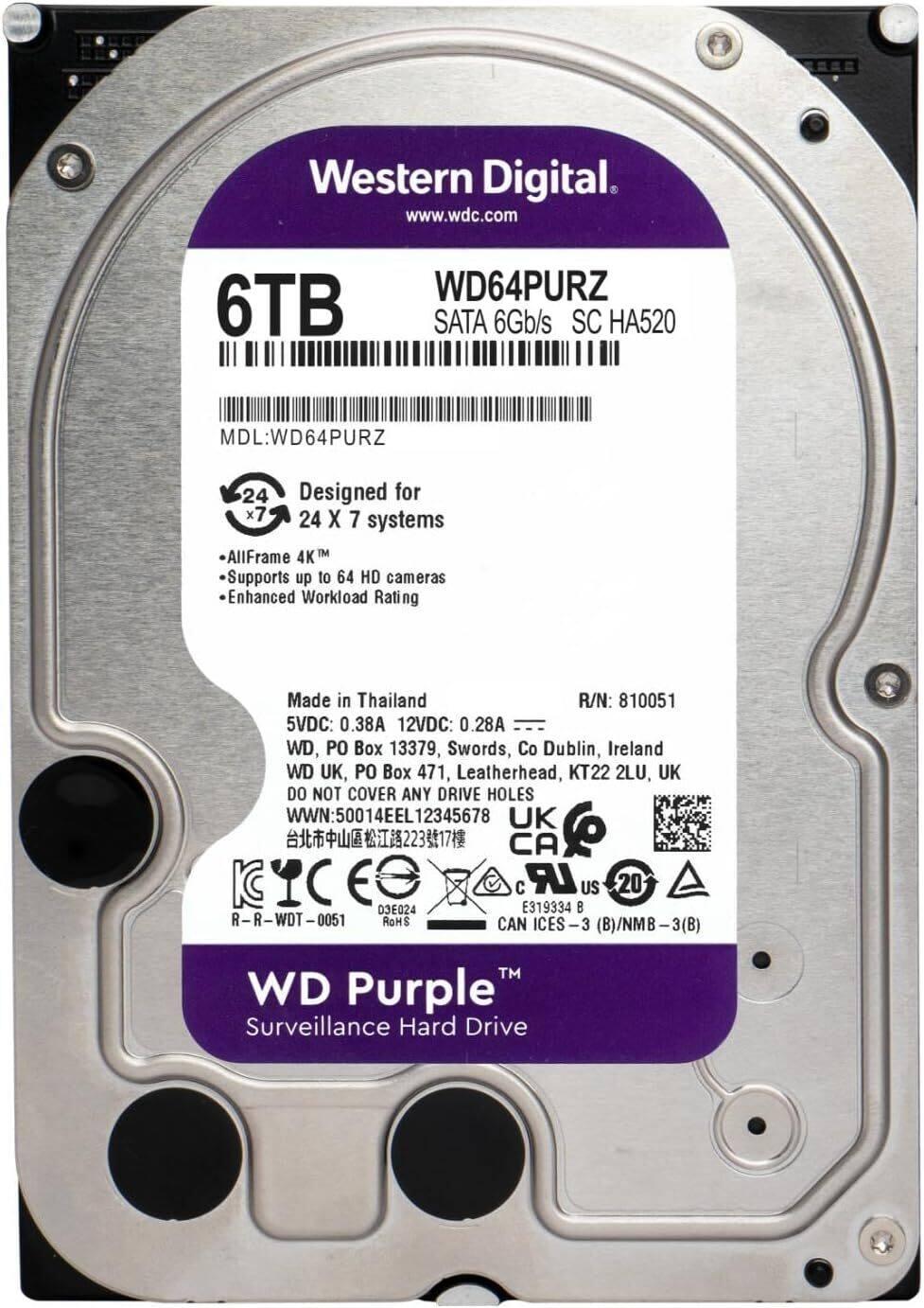 WD PURPLE 3,5' 6TB 256 MB SATA WD64PURZ