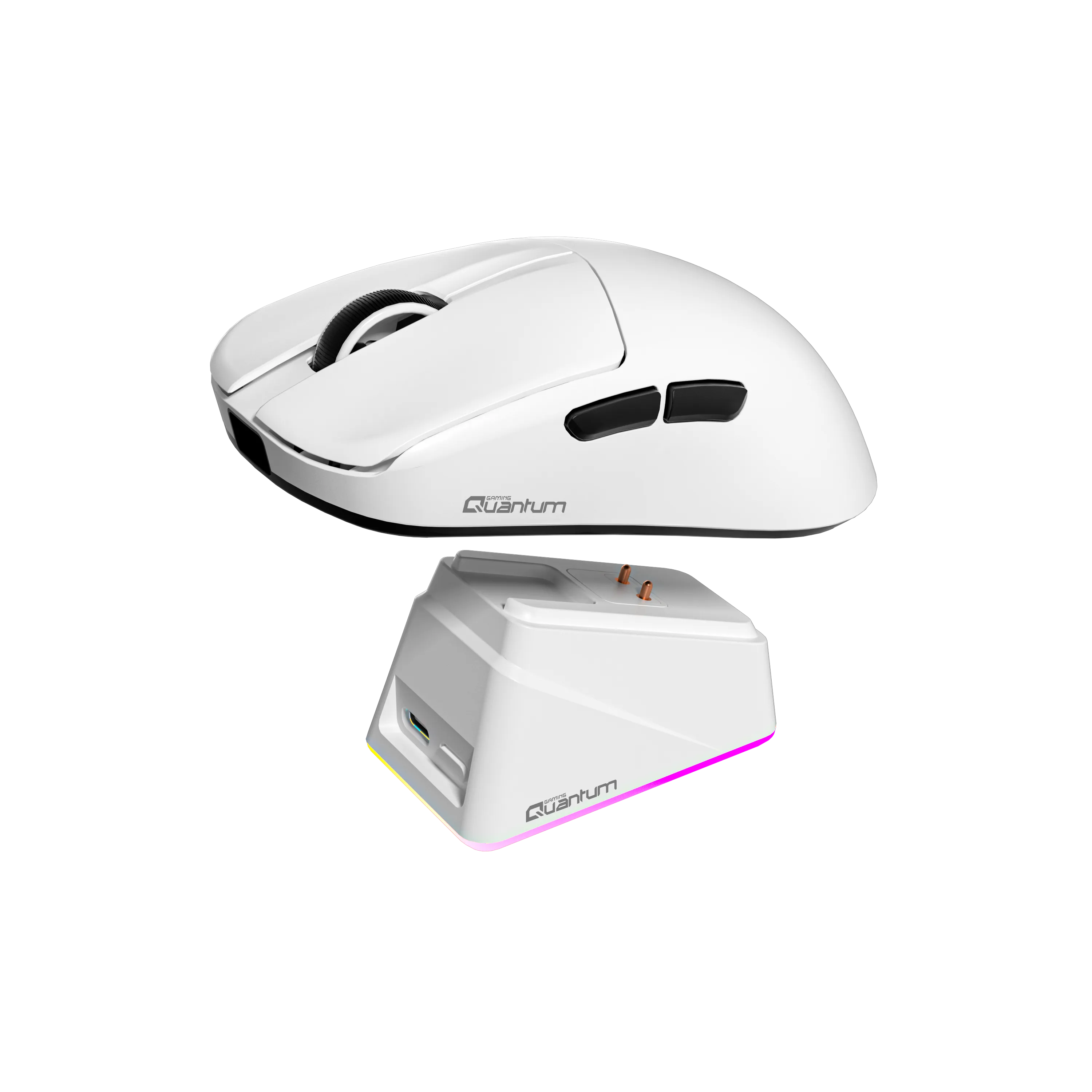 Quantum Gaming Fluxmouse G13 Pro 3Mod Beyaz (USB-C/2.4G/BT) 400mAh RGB Şarj İstasyon 1K Polling Rate PAW3311 Sensör Gaming Mouse