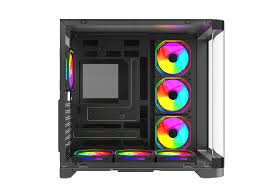 Quantum Gaming Stormforge USB3.0 USB2.0 Type-C 7x ARGB Fan Full Size ATX Temperli Cam 0.55mm Siyah Çelik Gövde PSU'SUZ Gaming Masaüstü Kasa
