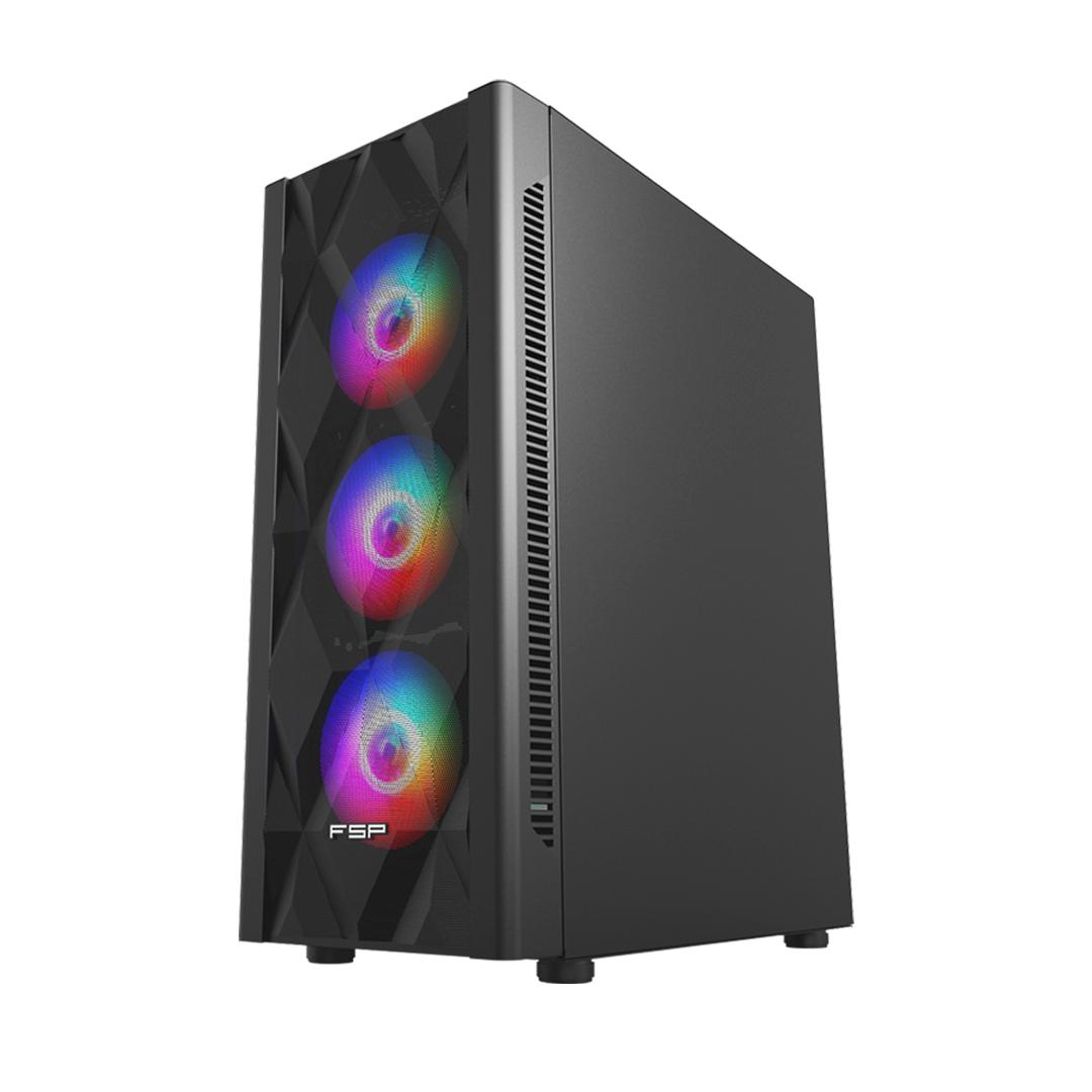 FSP CMT595AL ARGB Siyah Mid Tower Kasa PSU YOK E-ATX, ATX, Micro ATX, Mini-ITX, 3x Ön,1x Arka ARGB Fan