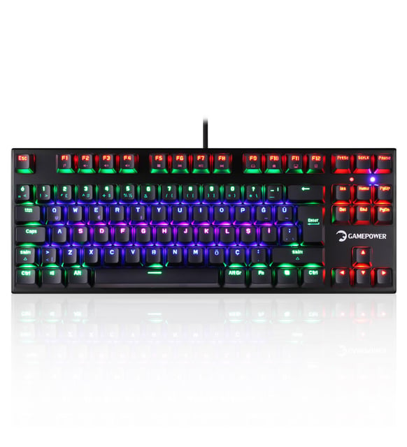 GamePower Warlock Compact Mekanik Mavi Outemu Switch Türkçe Q USB Gaming Klavye
