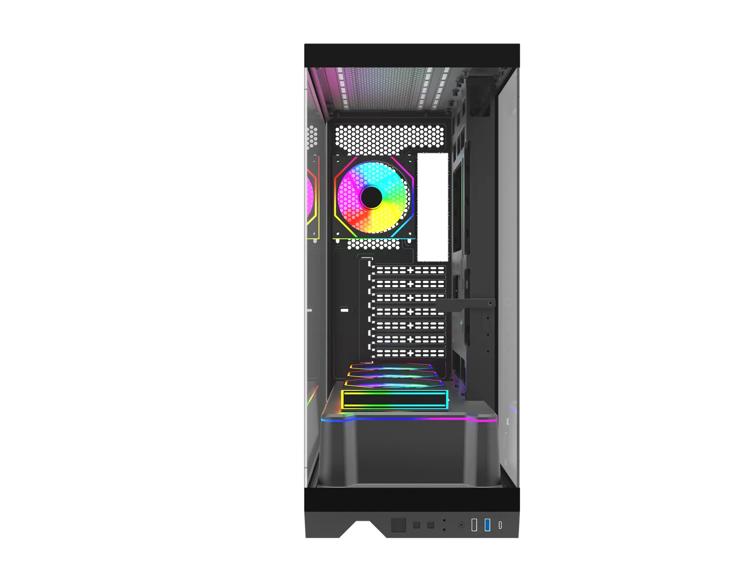 Quantum Gaming Shadowforge USB3.0 USB2.0 Type-C 4x ARGB Fan Full Size ATX Temperli Cam 0.65mm Siyah Çelik Gövde PSU'SUZ