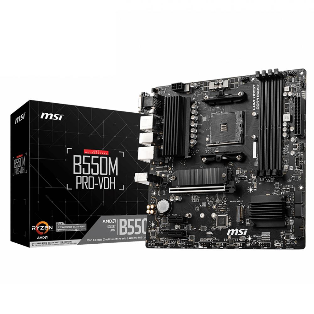 MSI B550M PRO-VDH AMD B550 Soket AM4 DDR4 4400(OC)MHz mATX Gaming Anakart