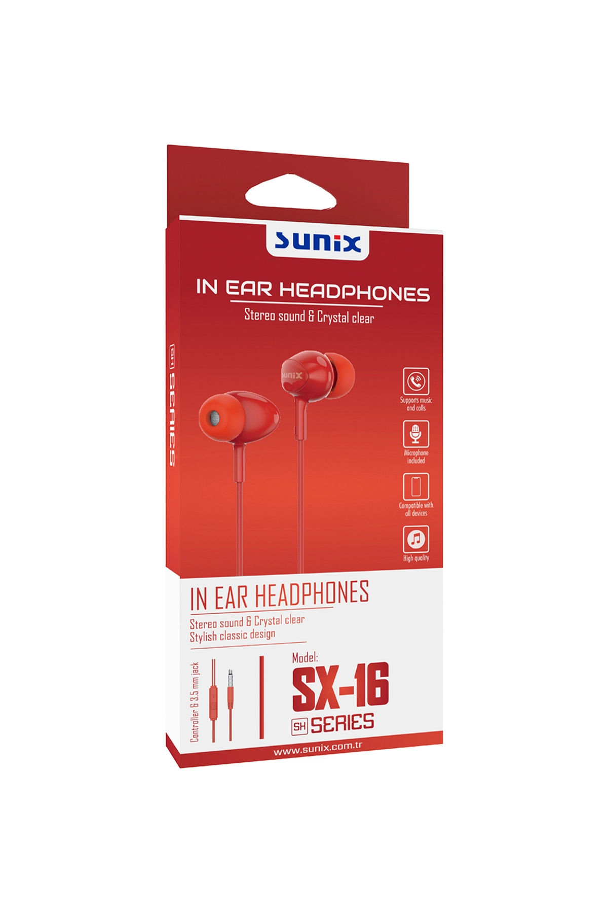 KULAKLIK KABLOLU-SX16 KIRMIZI