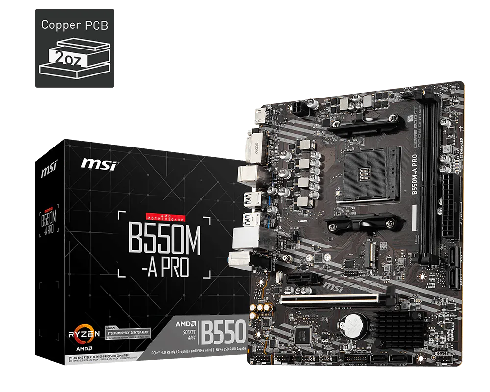 MSI B550M-A PRO 4600MHz(OC) DDR4 Soket AM4 M.2 HDMI DVI-D mATX Anakart