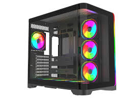 Quantum Gaming Stormforge USB3.0 USB2.0 Type-C 7x ARGB Fan Full Size ATX Temperli Cam 0.55mm Siyah Çelik Gövde PSU'SUZ Gaming Masaüstü Kasa