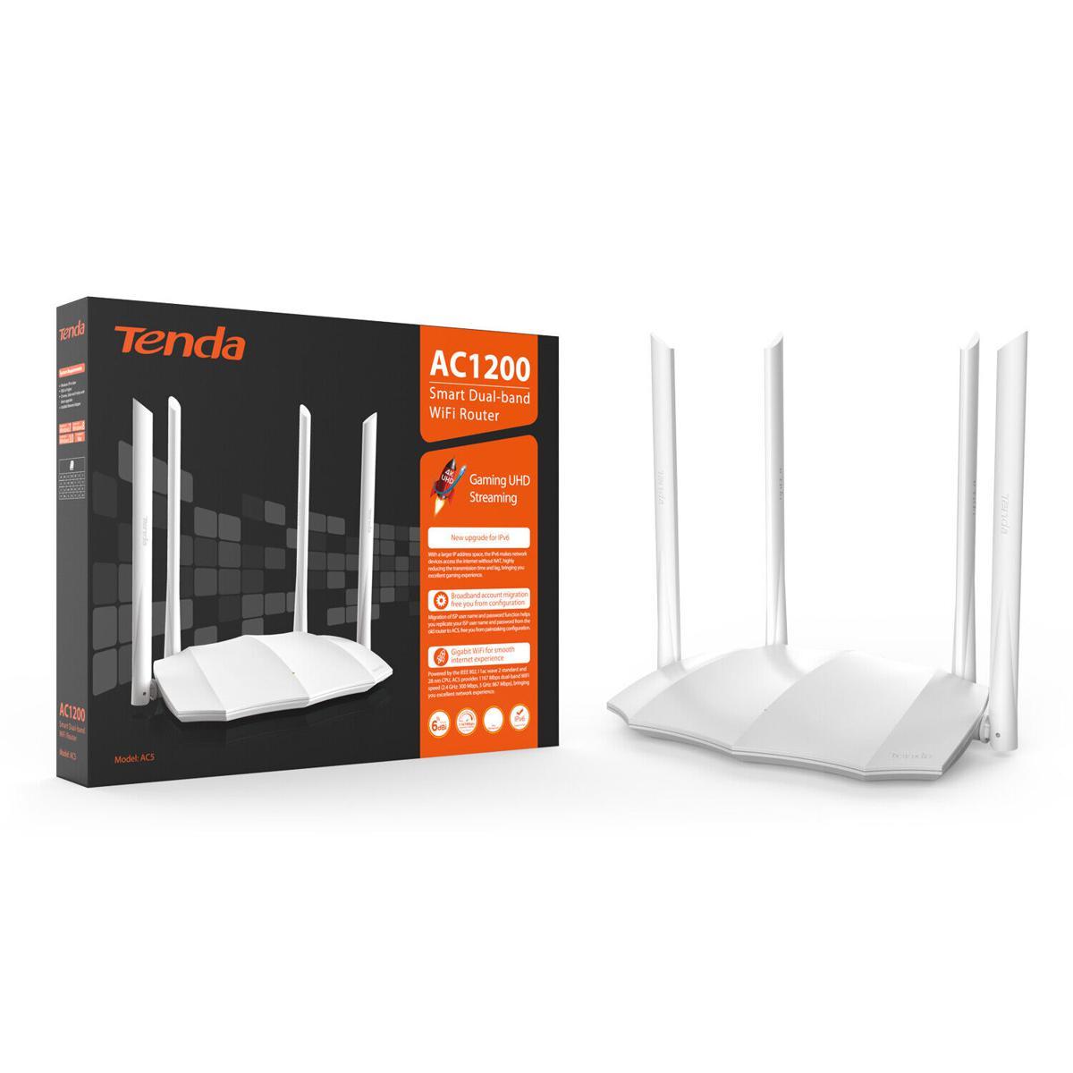 Tenda AC5V3 1200Mbps Dual 4 Port WiFi Beyaz Router