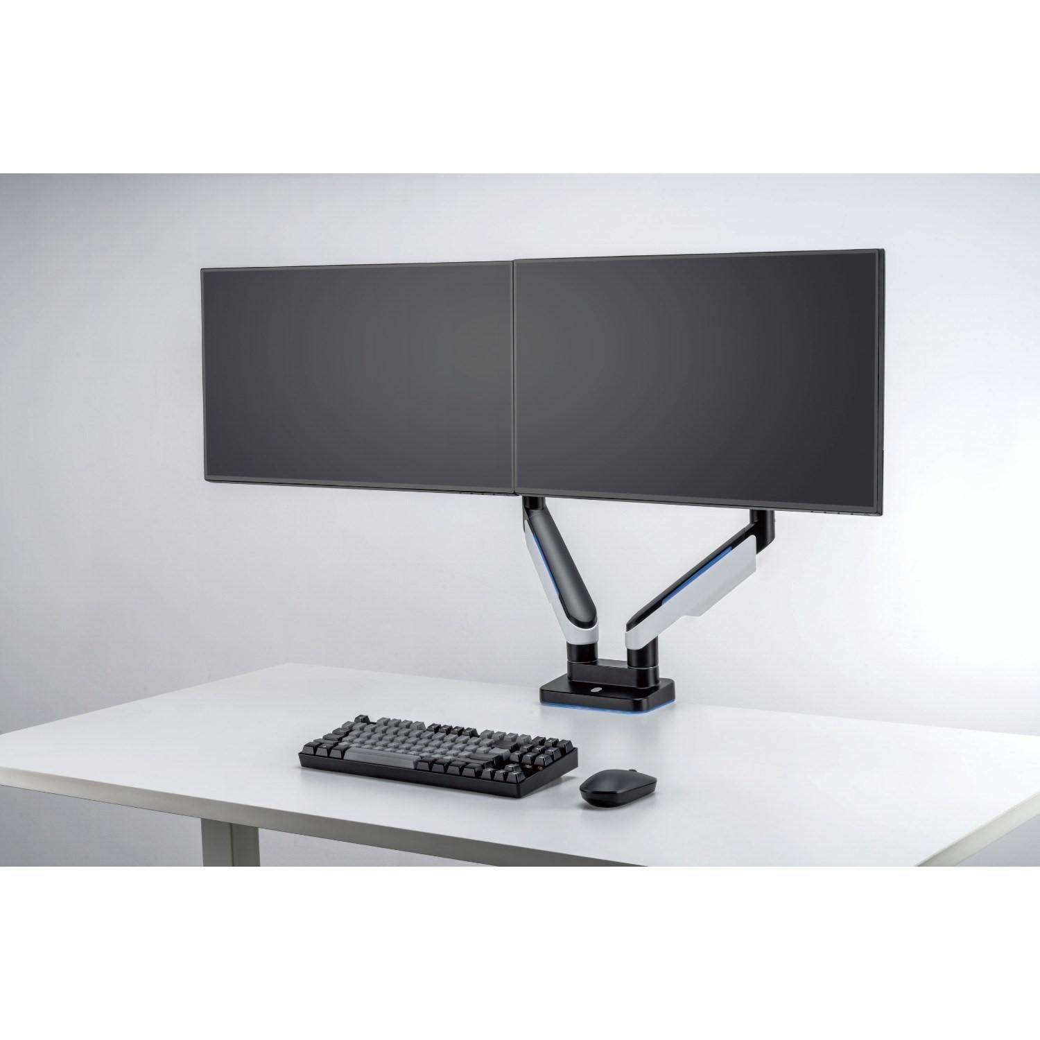 electriQ RGB Aydınlatmalı Gaming Çiftli Monitör Kolu