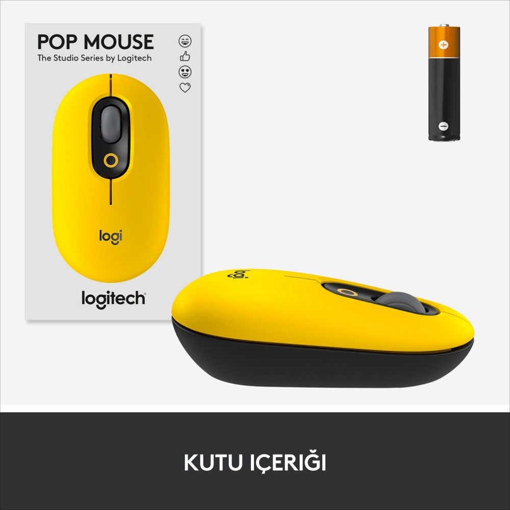 Logitech Pop Mouse Blast Emoji Tuşlu Sessiz Kablosuz Mouse - Sarı&siyah - Rose