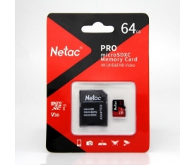 NETAC 64GB MİCROSDXC V30/A1/C10 NT02P500PRO-064G-R