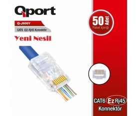 QPORT Q-J600Y CAT6 50'LİK PAKET EZ-RJ45 YENİ NESİL KONNEKTÖR