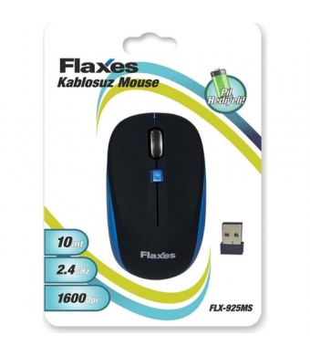 Flaxes FLX-925MS Optik Kablosuz Mouse Mavi-Siyah