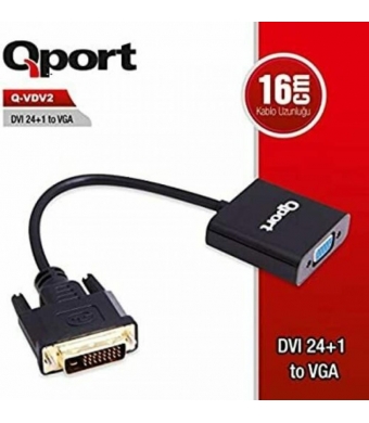 Qport Q-VDV2 Dvi 24+1 to VGA Aktif Dönüştürücü
