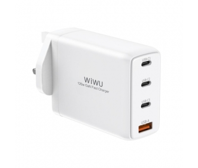 WIWU TR257-AUK 120W 4 İN 1 MİNİ GAN QUİCK CHARGER, UK PLUG(WHİTE)