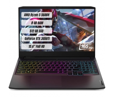 LENOVO IDEAPAD GAMING 3 AMD RYZEN 5 5600H 8GB 512GB SSD RTX3050TI FREEDOS 15.6" FHD TAŞINABİLİR BİLGİSAYAR 82K200K1TX