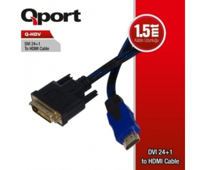 Qport Q-Hdv Dvi To Hdmi 1,8m 24+1 Çevirici Kablo