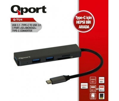 Qport Q-TU4 Type-C To Usb 3x3.0port+Type-C (F) Çev