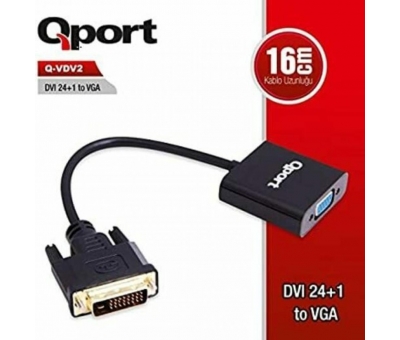 Qport Q-VDV2 Dvi 24+1 to VGA Aktif Dönüştürücü