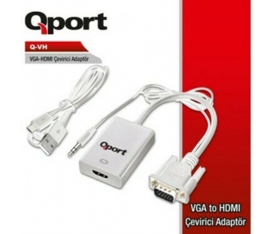 Qport Q-VH Vga to Hdmi Çevirici +Ses (VGA+, HDMI-)